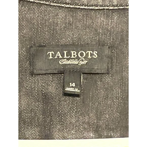 Talbots Size 14 Womens Black Denim Jean Jacket #U-4-10 - Picture 3 of 9